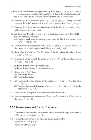 1.1 Basic Concepts and Formulae 19
First step: Write down the corresponding auxiliary equation
Dn
+ p1 Dn−1
+ p2 Dn−2
+ · · · + pn = 0
Second step: Solve completely the auxiliary equation.
Third step: From the roots of the auxiliary equation, write down the correspond-
ing particular solutions of the differential equation as follows
Auxiliary equation Differential equation
(a) Each distinct real root r1 Gives a particular solution er1x
(b) Each distinct pair of imaginary
roots a ± bi
Gives two particular solutions
eax
cos bx, eax
sin bx
(c) A multiple root occurring s times Gives s particular solutions obtained by
multiplying the particular solutions
(a) or (b) by 1, x, x2
, . . . , xn−1
Fourth step: Multiple each of the n independent solutions by an arbitrary constant
and add the results. This gives the complete solution.
Type II
(I)
dn
y
dxn
+ P1
dn−1
y
dxn−1
+ P2
dn−2
y
dxn−2
+ · · · + Pn y = X
where X is a function of x alone, or constant, and P1, P2, . . . Pn are constants.
When X = 0, (I) reduces to (A) Type I.
(J)
dn
y
dxn
+ P1
dn−1
y
dxn−1
+ P2
dn−2
y
dxn−2
+ · · · + Pn y = 0
The complete solution of (J) is called the complementary function of (I).
Let u be the complete solution of (J), i.e. the complementary function of (I), and
v any particular solution of (I). Then
dn
v
dxn
+ P1
dn−1
v
dxn−1
+ P2
dn−2
v
dxn−2
+ · · · + Pnv = X
and
dn
u
dxn
+ P1
dn−1
u
dxn−1
+ P2
dn−2
u
dxn−2
+ · · · + Pnu = 0
Adding we get
dn
(u + v)
dxn
+ P1
dn−1
(u + v)
dxn−1
+ P2
dn−2
(u + v)
dxn−2
+ · · · + Pn(u + v) = X
showing that u + v is a solution of I.
 