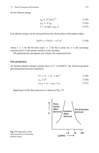 5.3 Solutions 301
where E is in eV,
E =

0.286
λ
2
=

0.286
1.66
2
= 0.0297 eV.
5.7 (a) r = a/2
(b) r =
√
2 a/4
(c) r =
√
3 a/4
(d)
√
3 a/8
5.3.2 Crystal Properties
5.8 Consider an infinite line of ions of alternating sign, as in Fig. 5.2. Let a nega-
tive ion be a reference ion and let a be the distance between adjacent ions. By
definition the Madelung Constant ∝ is given by:
Fig. 5.2 Infinite line of ions
of alternating sign
α
a
=

j
(±)
rj
(1)
where rj is the distance of the jth ion from the reference ion and a is the
nearest neighbor distance. Thus:
α
a
= 2

1
a
−
1
2a
+
1
3a
−
1
4a
+ · · ·

Or, α = 2

1 −
1
2
+
1
3
−
1
4
+ · · ·

(2)
The factor 2 occurs because there are two ions, one to the right and one to
the left, at equal distances rj . We sum the series by the expansion:
ln(1 + x) = x −
x2
2
+
x3
3
−
x4
4
+ · · · (3)
Putting x = 1, the RHS in (3) is identified as In 2. Thus ∝ = 2 ln 2.
 