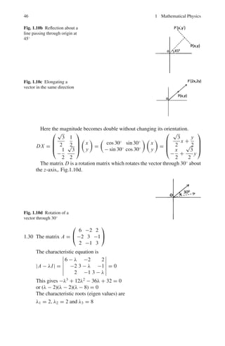 42 1 Mathematical Physics
1.21 Consider the Fourier integral theorem
f (x) =
2
π
 ∞
0
cos ax da
 ∞
0
e−u
cos au du
Put f (x) = e−x
. Now the definite integral
 ∞
0
e−bu
cos(au) du =
b
b2 + a2
Here
 ∞
0
e−u
cos au du =
1
1 + a2
∴
2
π
 ∞
0
cos ax
1 + a2
dx = f (x) or
 ∞
0
cos ax
1 + a2
=
π
2
e−x
1.22 The Gaussian distribution is centered on t = 0 and has root mean square
deviation τ.
f̃ (ω) =
1
√
2π
 ∞
−∞
f (t)e−iωt
dt
=
1
√
2π
 ∞
−∞
1
τ
√
2π
e−t2
/2τ2
e−iωt
dt
=
1
√
2π
 ∞
−∞
1
τ
√
2π
e−[t2
+2τ2
iωt+(τ2
iω)2
−(τ2
iω)2
]/2τ2
dt
=
1
√
2π
e− τ2ω2
2

1
τ
√
2π
 ∞
−∞
e
−(t+iτ2ω2)2
2τ2
dt

The expression in the Curl bracket is equal to 1 as it is the integral for a
normalized Gaussian distribution.
∴ f̃ (ω) =
1
√
2π
e− τ2ω2
2
which is another Gaussian distribution centered on zero and with a root mean
square deviation 1/τ.
1.3.3 Gamma and Beta Functions
1.23 Γ(z + 1) = limT→∞
 T
0 e−x
xz
dx
Integrating by parts
Γ(z + 1) = lim
T →∞
[−xz
e−x
|T
0 + z
 T
0
e−x
xz−1
dx]
= z limT →∞
 T
0
e−x
xz−1
dx = zΓ (z)
because T z
e−T
→ 0 as T → ∞
Also, since Γ(1) =
 ∞
0 e−x
dx = 1
If z is a positive integer n,
Γ(n + 1) = n!
 