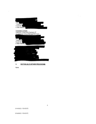 Secondary Contact:
Spectrum Investment Partners LP
            Group Management LLC




H.      SECTION 26 (FURTHER PROVISIONS)

None.




                                          3

NY440633.1/153-03372



NY440633.1/153-03372
 