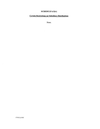 SCHEDULE 6.5(iv)

                Certain Restrictions on Subsidiary Distributions


                                     None.




1775223_8.DOC
 
