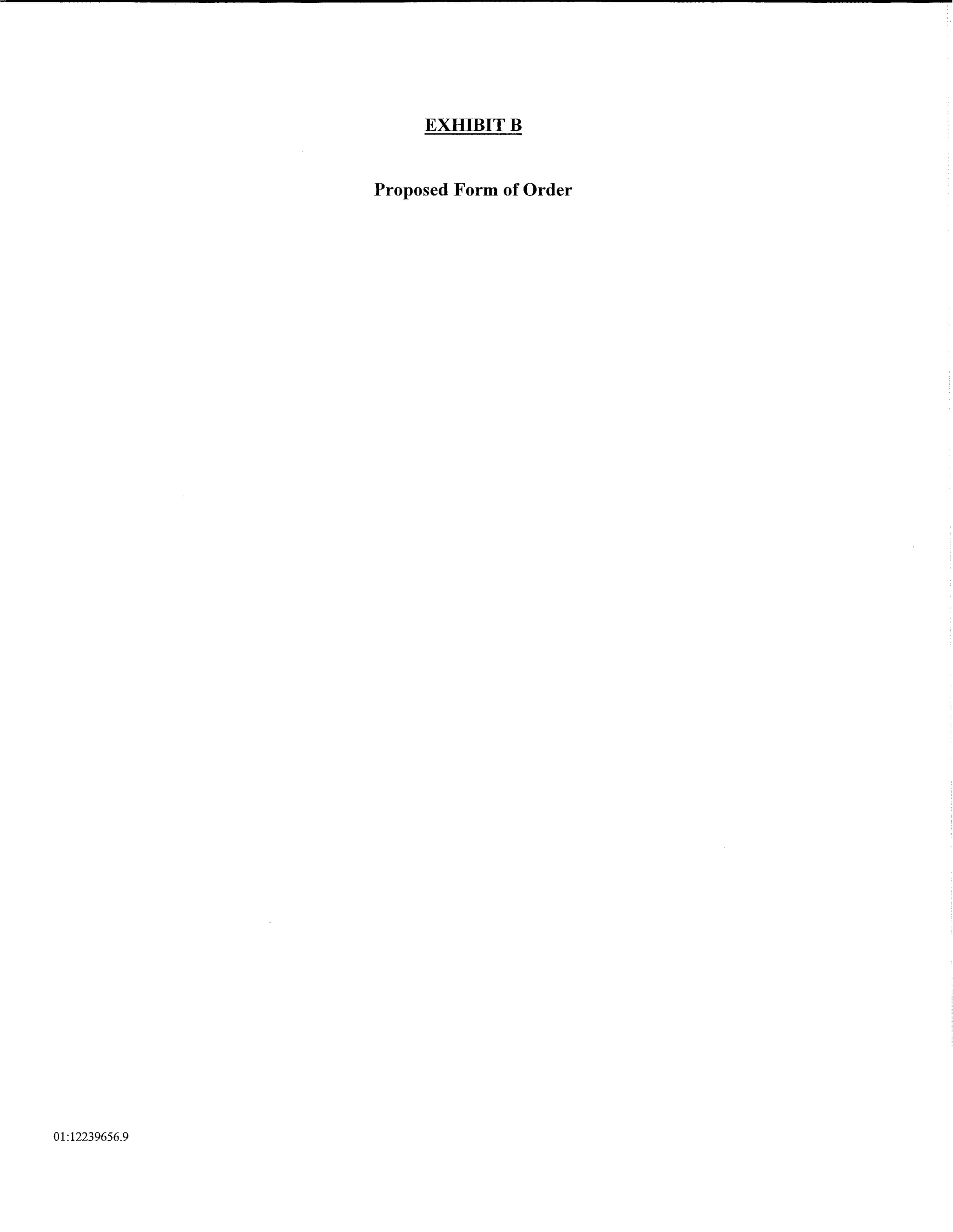 EXHIBITB


                Proposed Form of Order




01:12239656.9
 
