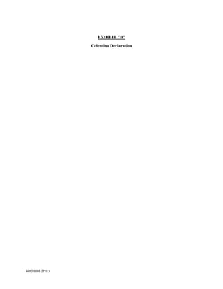 EXHIBIT "B"

                   Celentino Declaration




4852-5095-2719.3
 