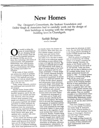 NEW HOMES: By Sarbjit Bahga, an article published in the Indian Architect & Builder (June 1993)