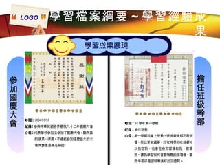 學習檔案綱要 ~ 學習經驗成果 擔任班級幹部 參加國慶大會 