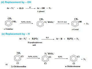 48
(d) Replacement by – OH
(e) Replacement by – H
 