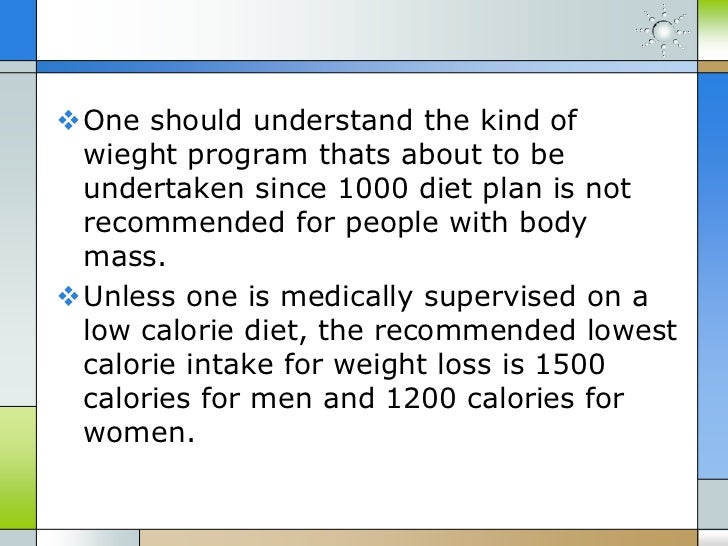 1000 Calorie Diet Plan For Men