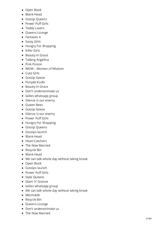 Cool Whatsapp Group Names For Girls