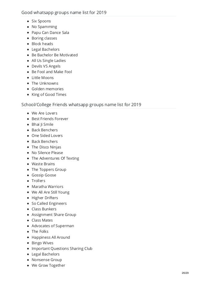 1000 Cool Whatsapp Groups Name List For 2019