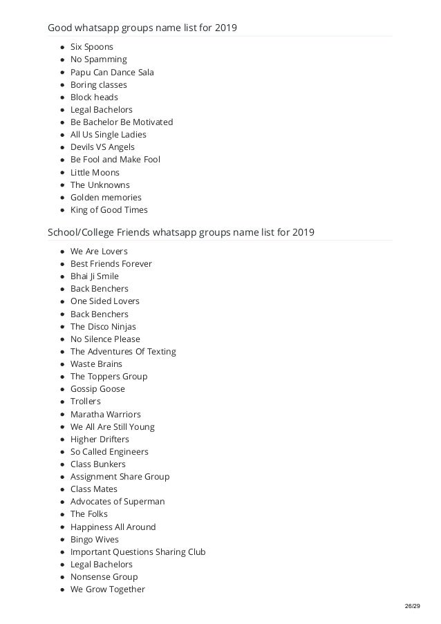 Cool Whatsapp Group Names For Students