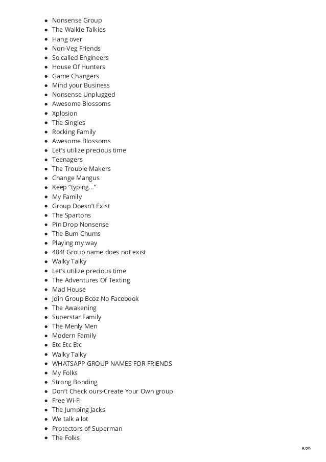 Funny Whatsapp Group Names List For Friends