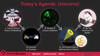 #CMCa2z @larrykim
Today’s Agenda: Unicorns!
1. Larry’s Unicorn
Theory of Marketing
3. Donkey &
Unicorn Detection
5. My Top...