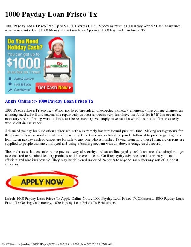 Payday Loans Frisco, TX