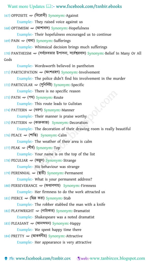 Vocabulary with bengali meanings,1000synonyms & antonyms PDF
