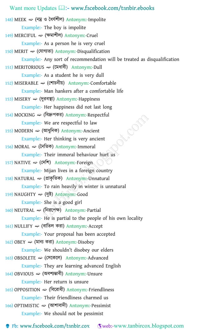 Vocabulary with bengali meanings,1000synonyms & antonyms PDF