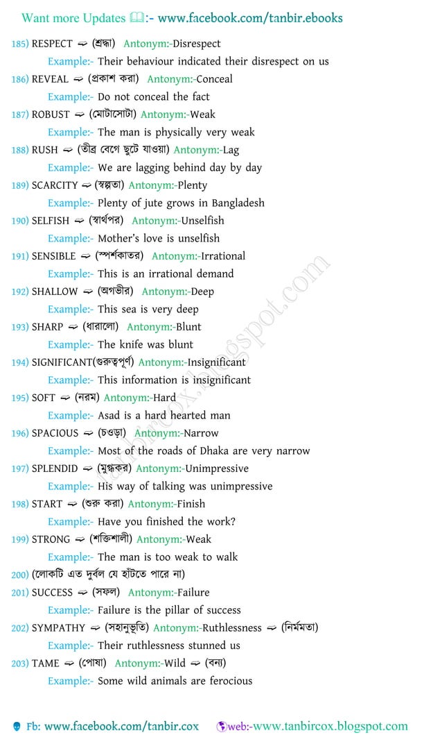 Vocabulary with bengali meanings,1000synonyms & antonyms PDF