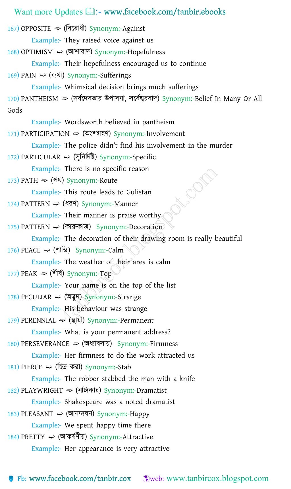 Vocabulary with bengali meanings,1000synonyms & antonyms