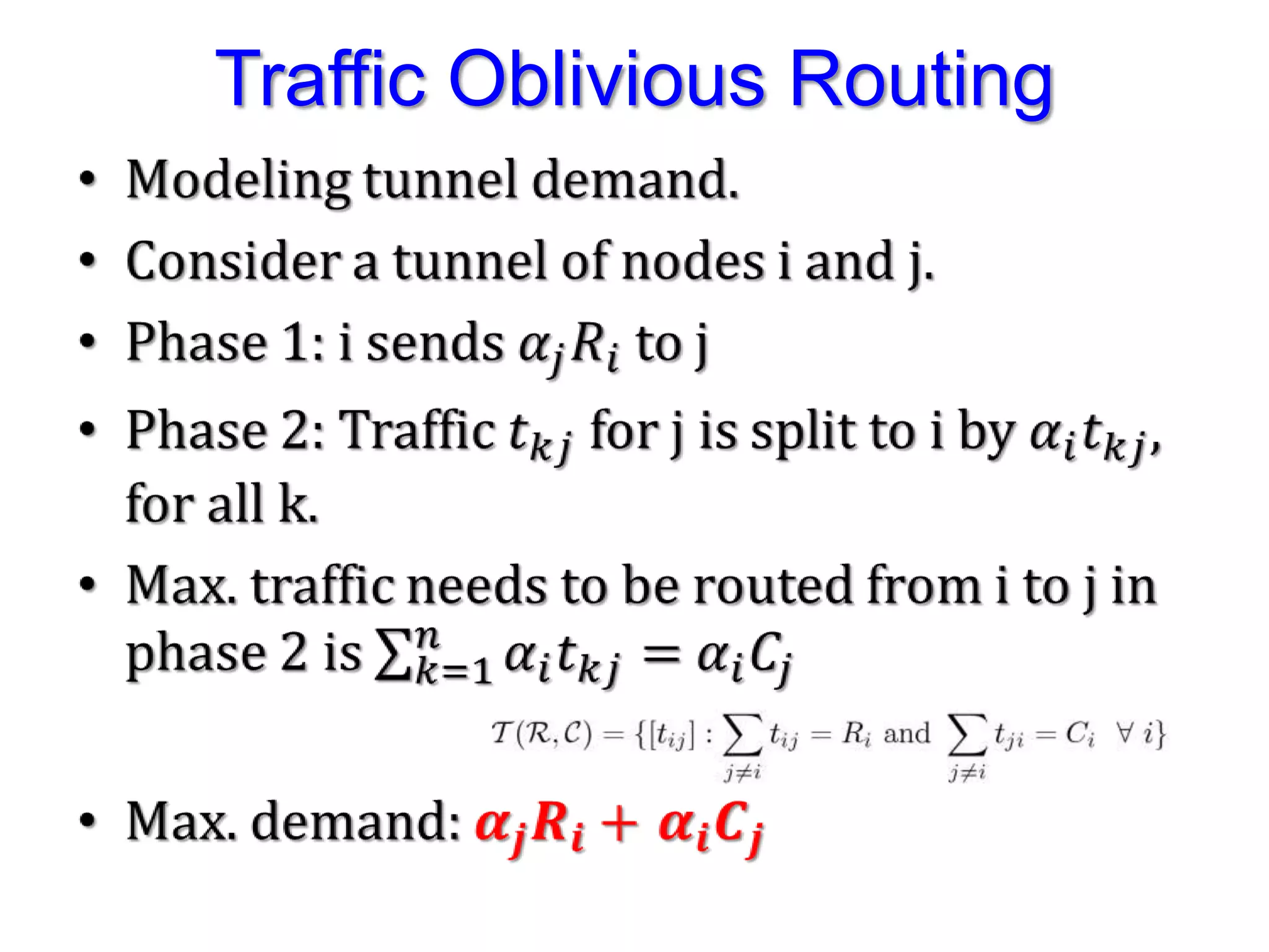 Traffic Oblivious Routing
 