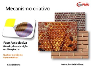Para de pensar que
pessoa criativa tem
que ser descolada....

O criativo é um observador nato,

um curioso compulsivo, um
otimista incorrigível que acredita
que tudo pode ser melhorado.
Graziela Mota

Inovação e Criatividade

 