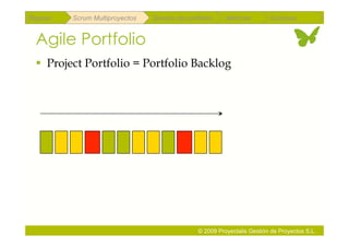 Repaso   Scrum Multiproyectos   Gestión de portfolios    Métricas        Coloquio


 Agile Portfolio
   Project Portfolio = Portfolio Backlog




                                               © 2009 Proyectalis Gestión de Proyectos S.L.
 
