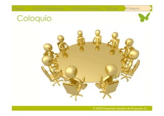 Repaso   Scrum Multiproyectos   Gestión de portfolios    Métricas        Coloquio


 Coloquio




                                               © 2009 Proyectalis Gestión de Proyectos S.L.
 