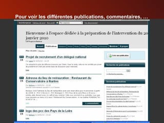 Pour voir les différentes publications, commentaires, … 