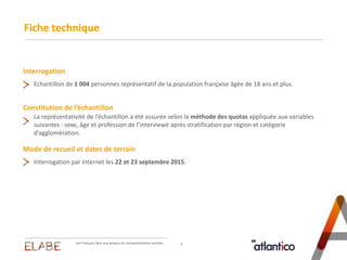 Interrogation
Fiche technique
2
Constitution de l’échantillon
Mode de recueil et dates de terrain
La représentativité de l...