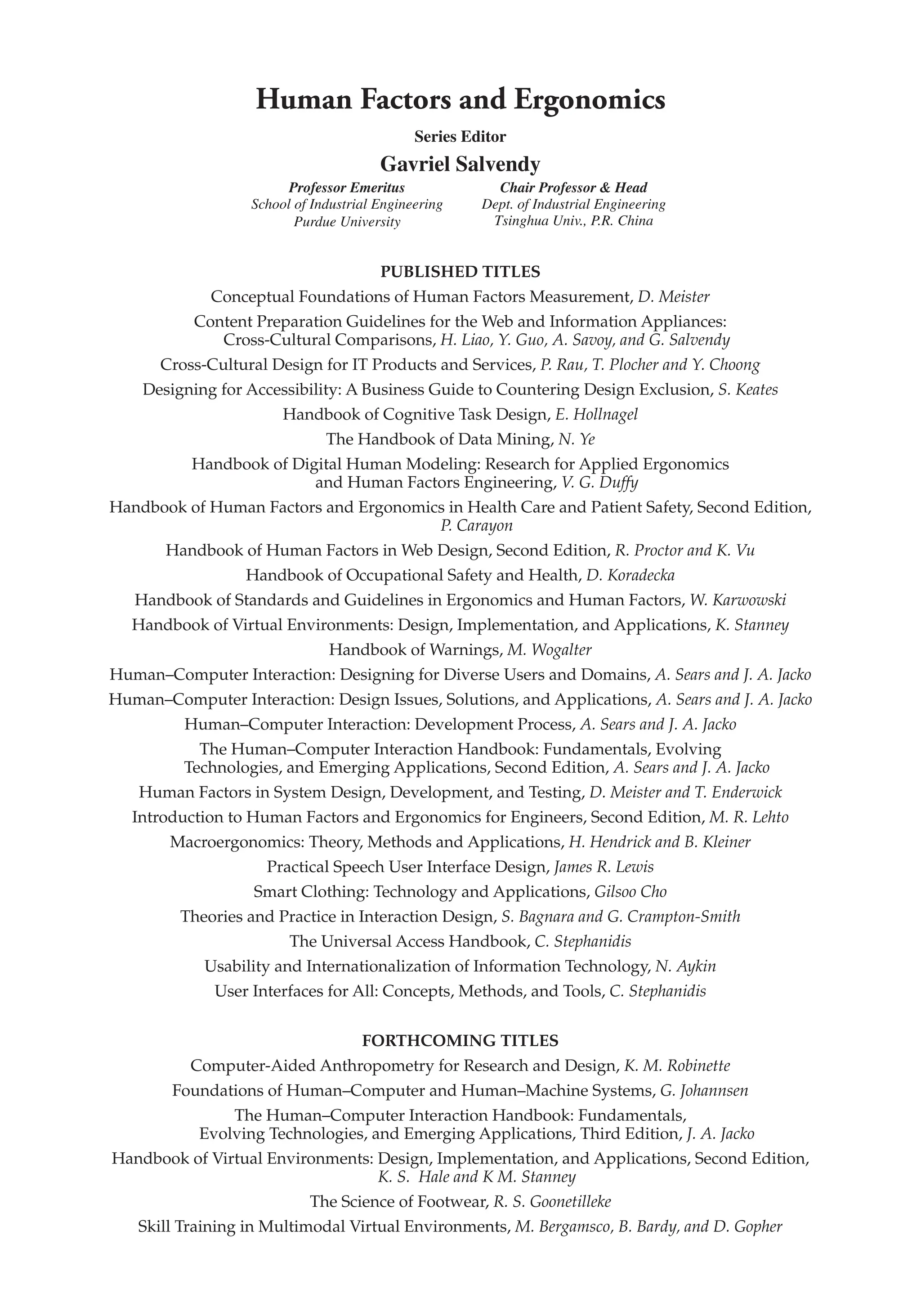 Introduction to Human Factors and Ergonomics for Engineers Second ...