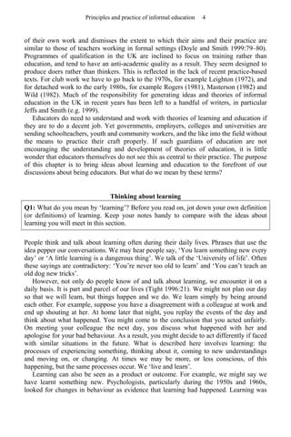 Principles And Practice Of Informal Education Learning Through Life L ...