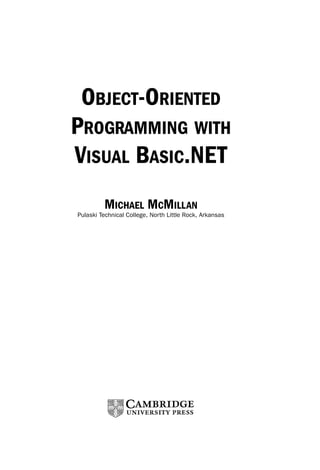 Objectoriented Programming With Visual Basicnet Michael Mcmillan | PDF