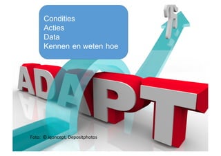 Foto:		©	iqoncept,	Depositphotos
Condities
Acties
Data
Kennen en weten hoe
 