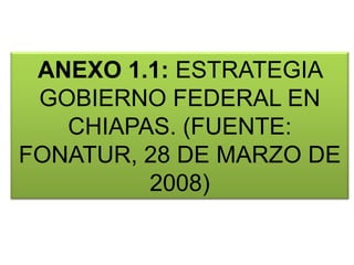 ANEXO 1.1: ESTRATEGIA GOBIERNO FEDERAL EN CHIAPAS. (FUENTE: FONATUR, 28 DE MARZO DE 2008) 