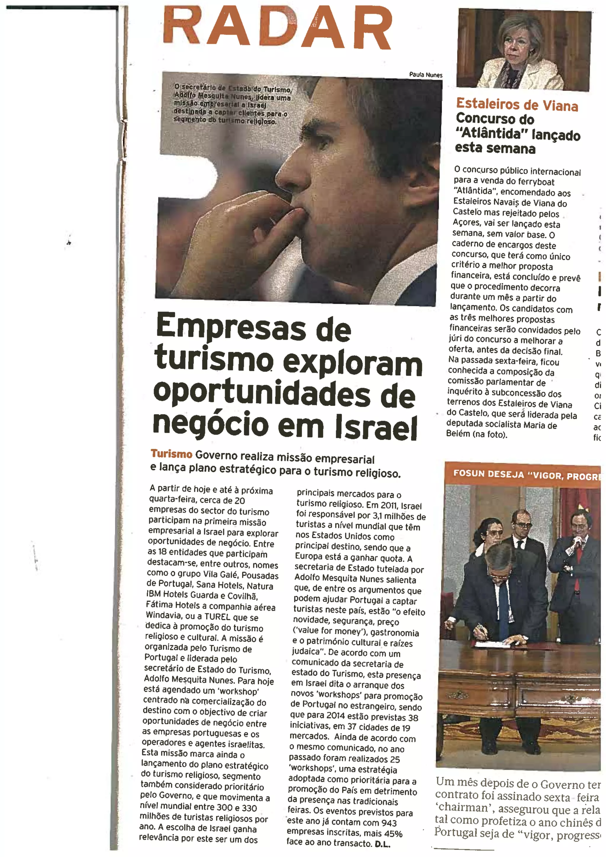 DE - Empresas de turismo exploram oportunidades de negócio em Israel