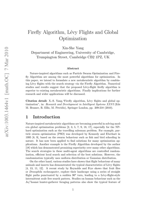 Firefly Algorithm, Levy Flights and Global Optimization | PDF
