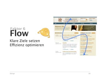 Faktor 6
Flow
Klare Ziele setzen
Effizienz optimieren




Design                 60
 
