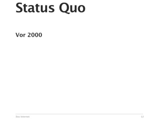 Status Quo
Vor 2000




Das Internet   12
 