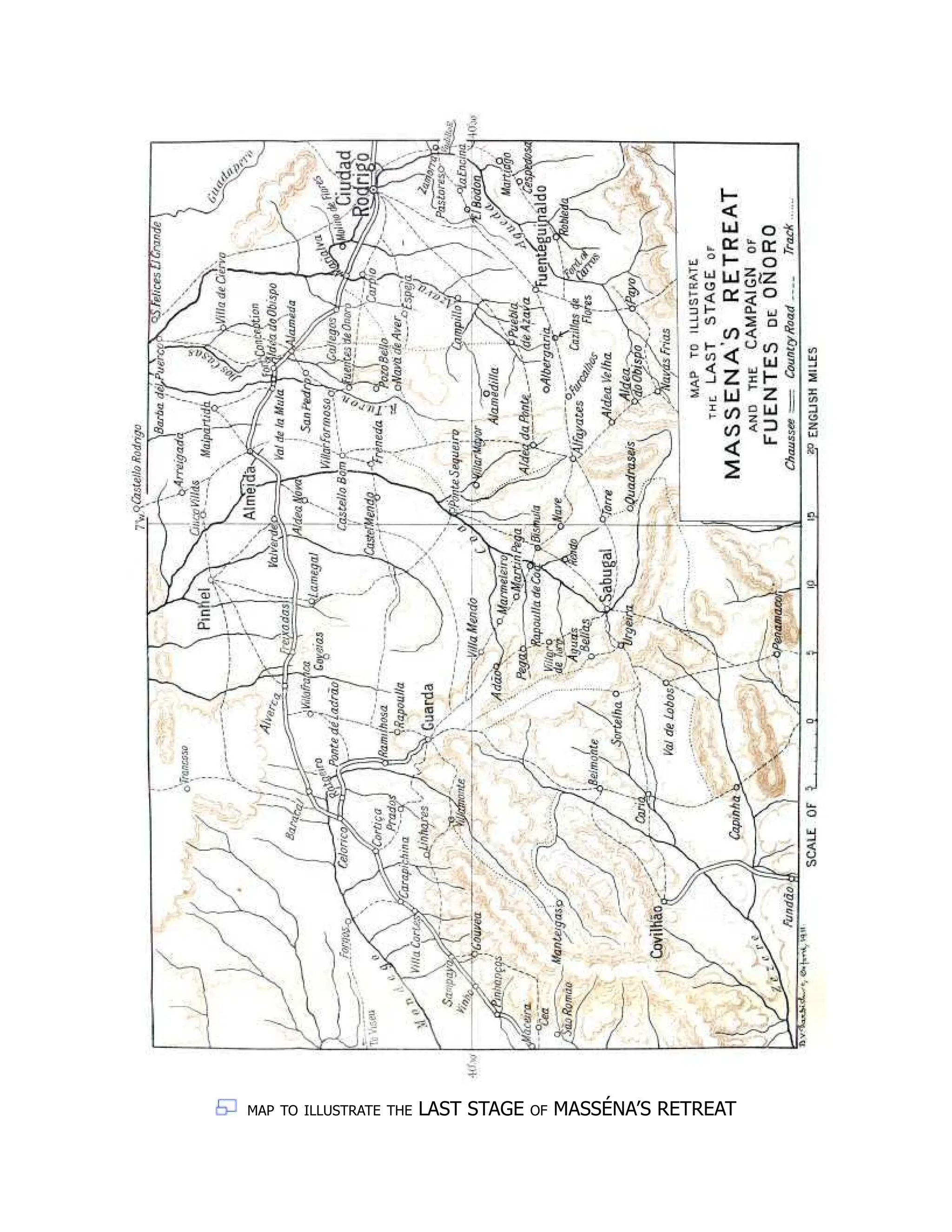 map to illustrate the LAST STAGE of MASSÉNA’S RETREAT
 