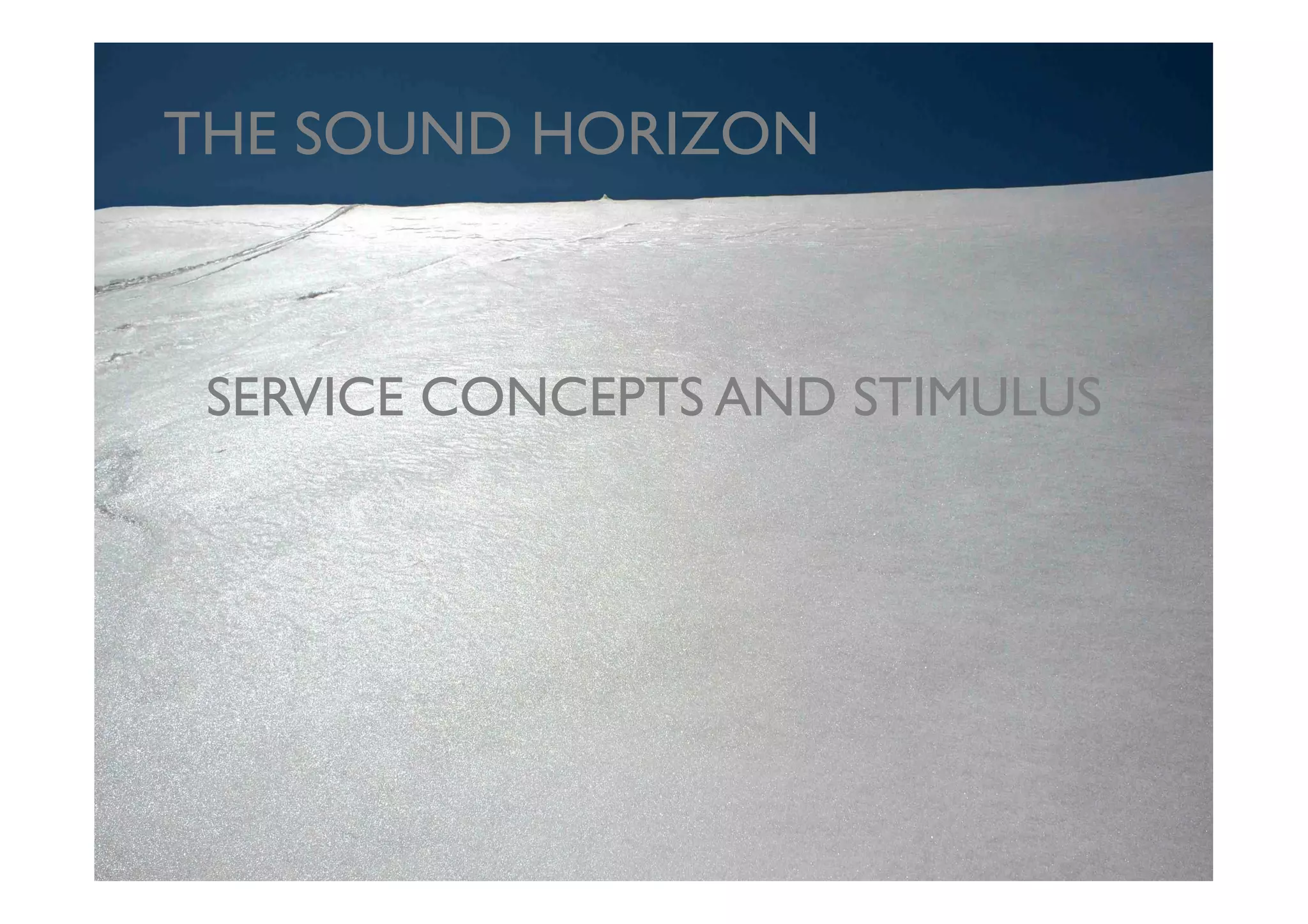 THE SOUND HORIZON	




 SERVICE CONCEPTS AND STIMULUS	

 
