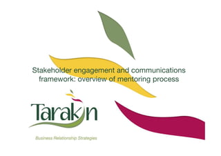 Stakeholder engagement and communications
  framework: overview of mentoring process
 
