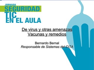 De virus y otras amenazas Vacunas y remedios Bernardo Bernal Responsable de Sistemas del CITA 