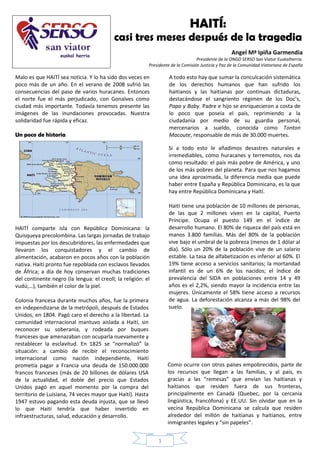 HAITÍ:
                                           casi tres meses después de la tragedia
                                 ...