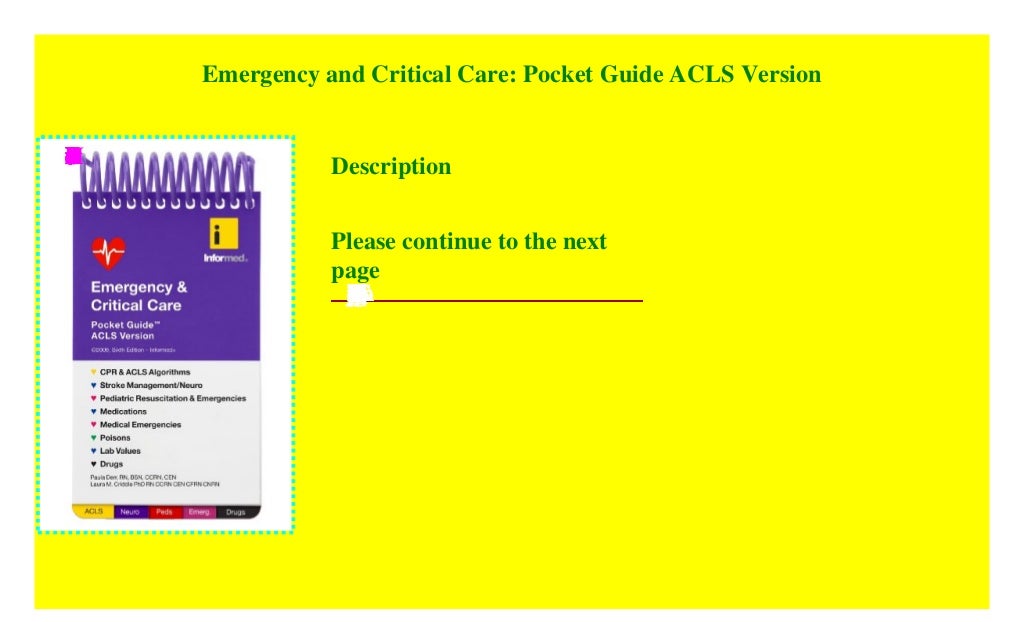 Emergency And Critical Care Pocket Guide ACLS Version download p d Emergency And Critical Care Pocket Guide ACLS Version download p d