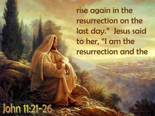 rise again in the resurrection on the last day.”  Jesus said to her, “I am the resurrection and theJohn 11:21-26