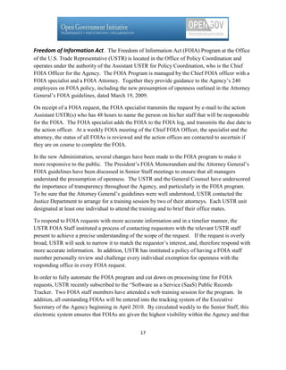 Information Requester Program USTR Open Gov Plan | PDF