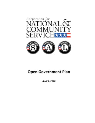  




                          
              
              
           
Open Government Plan  
           
       April 7, 2010 
 