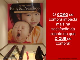 O COMO se
compra impacta
mais na
satisfação da
cliente do que
O QUÊ se
compra!
Fonte: trade marketing Consultoria
 
