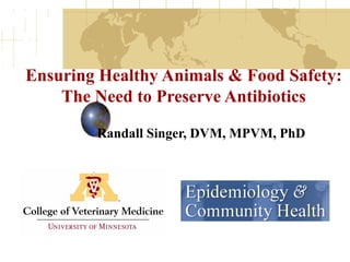 Ensuring Healthy Animals & Food Safety:
The Need to Preserve Antibiotics
Randall Singer, DVM, MPVM, PhD

 