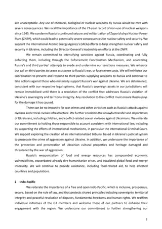2
are unacceptable. Any use of chemical, biological or nuclear weapons by Russia would be met with
severe consequences. We...