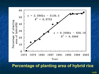 Percentage of planting area of hybrid rice 