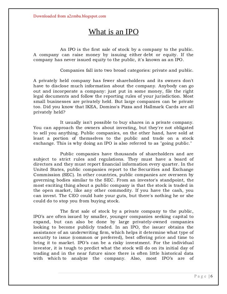 Informative report about ipo of any company opinion